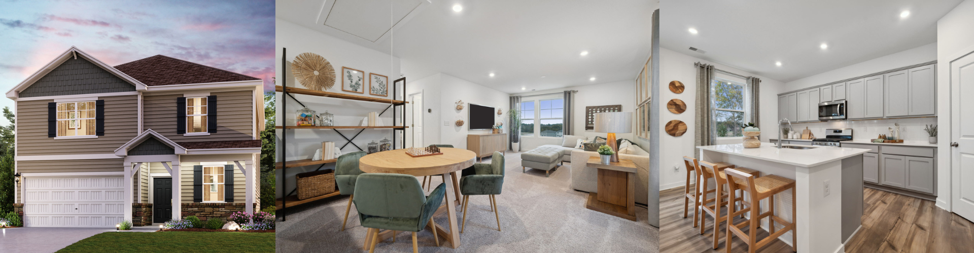 A kitchen and dining room.