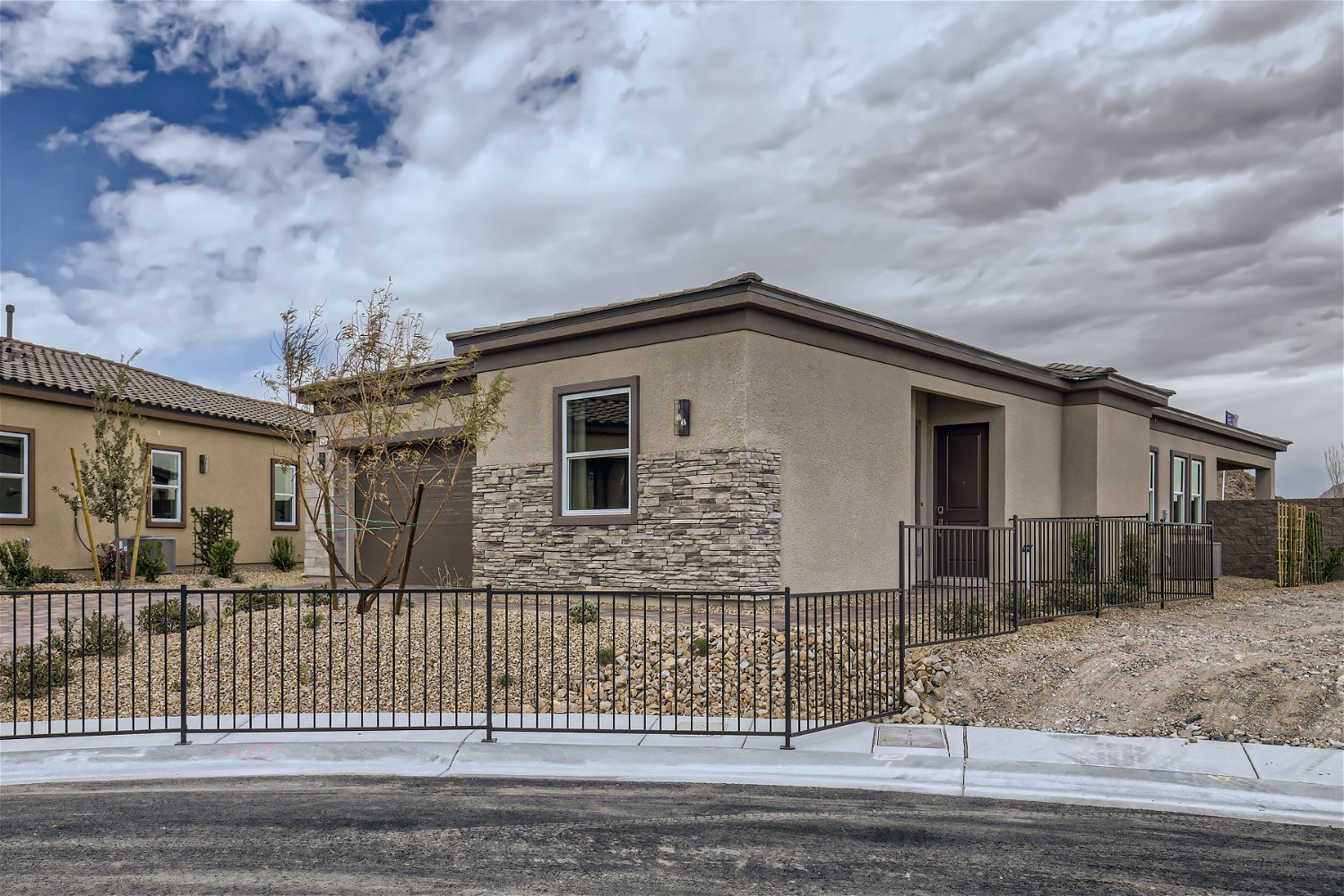 A house with a fence around it.