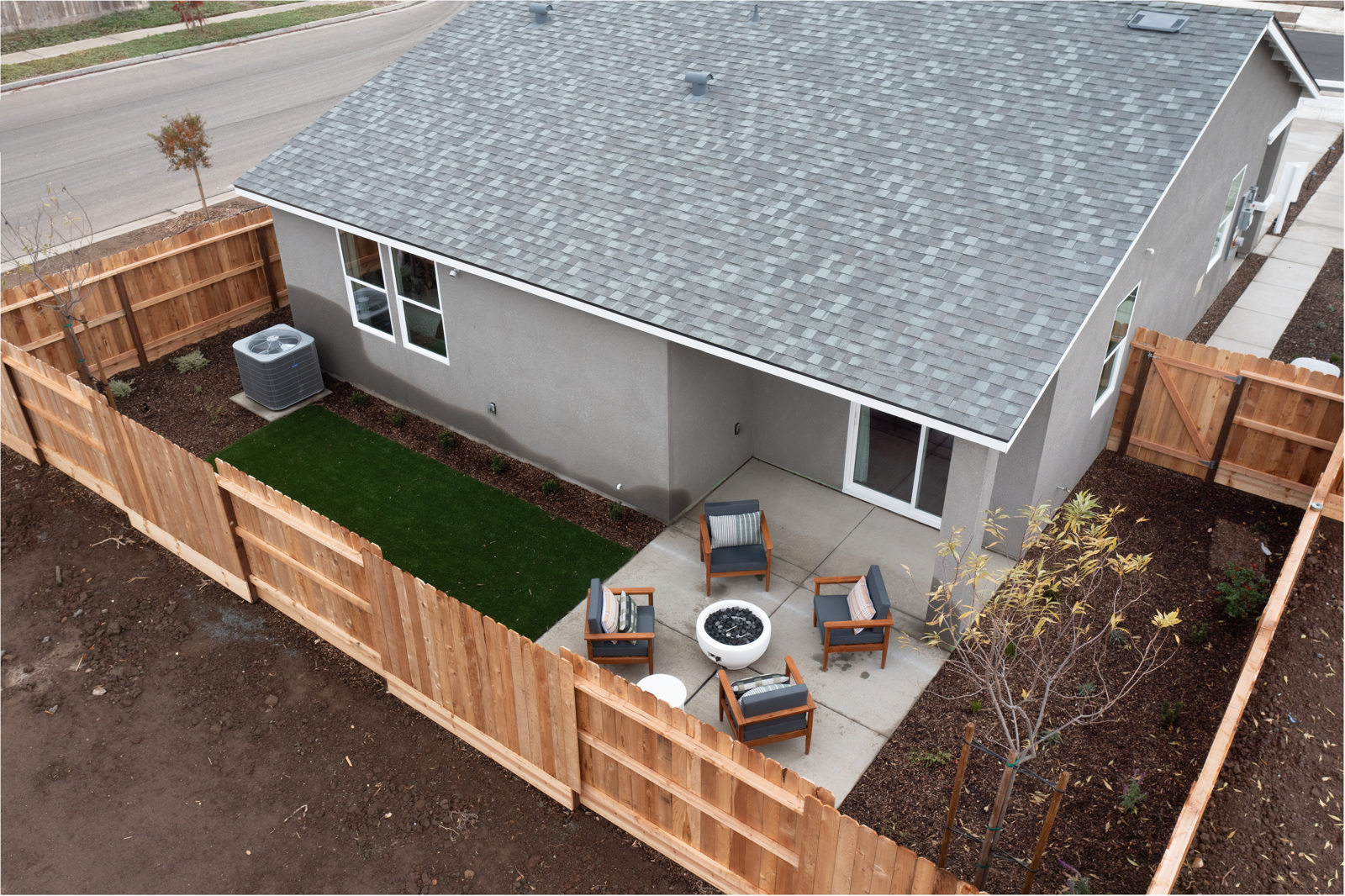 A house with a pool.