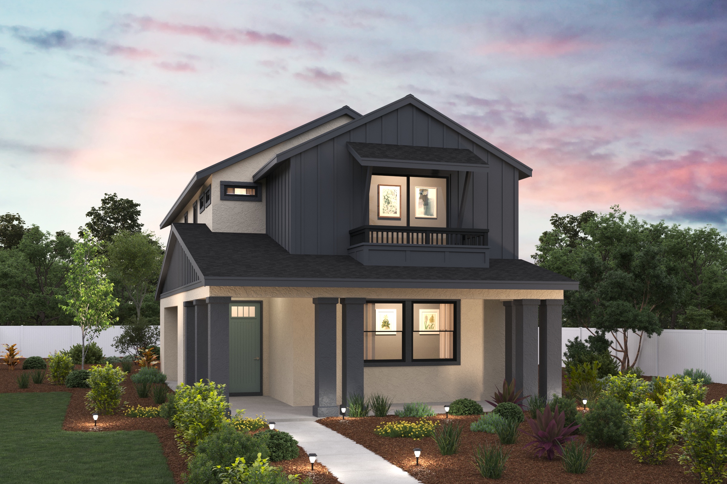 A house with a large front yard.