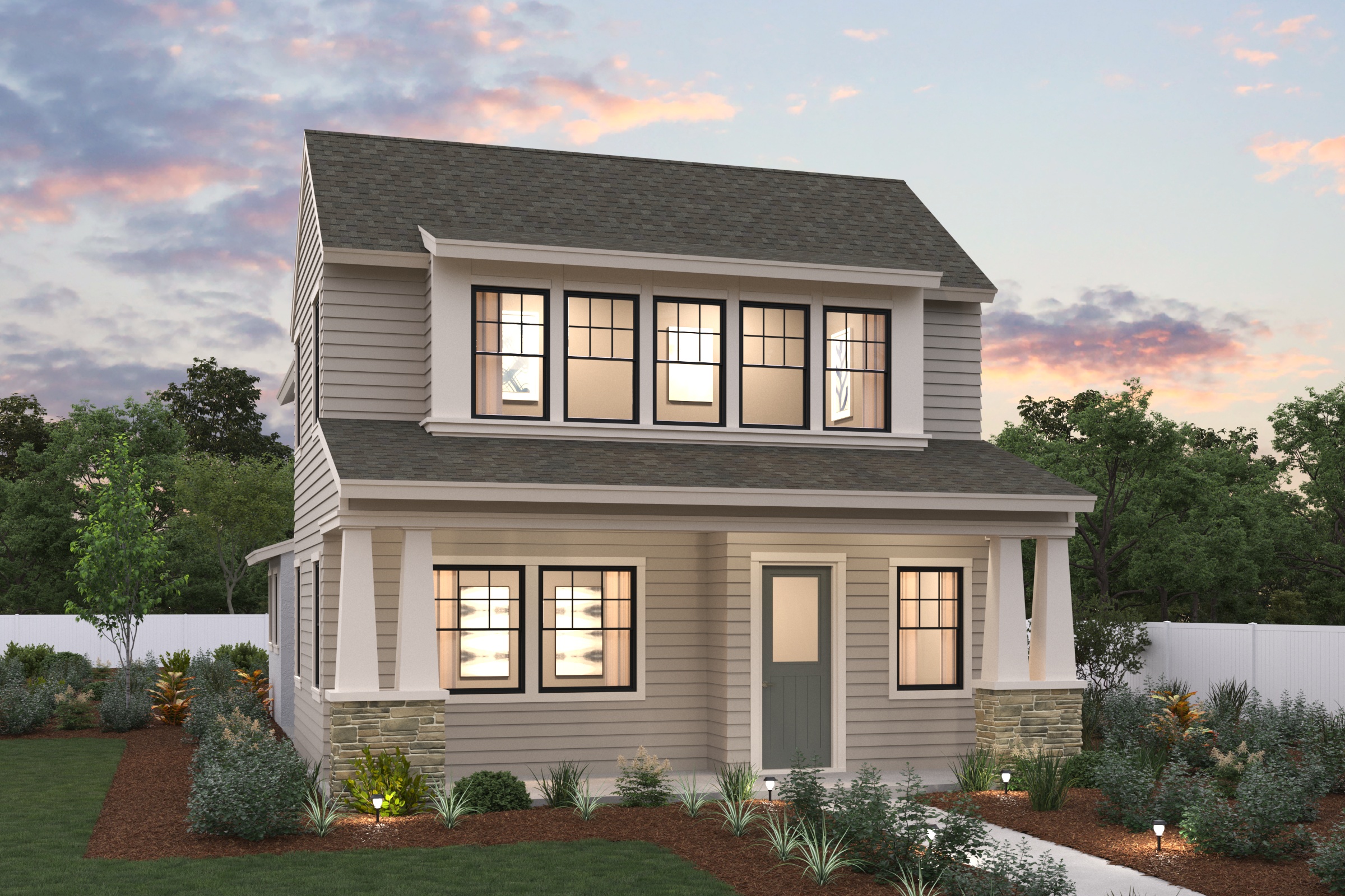 A house with a large front yard.