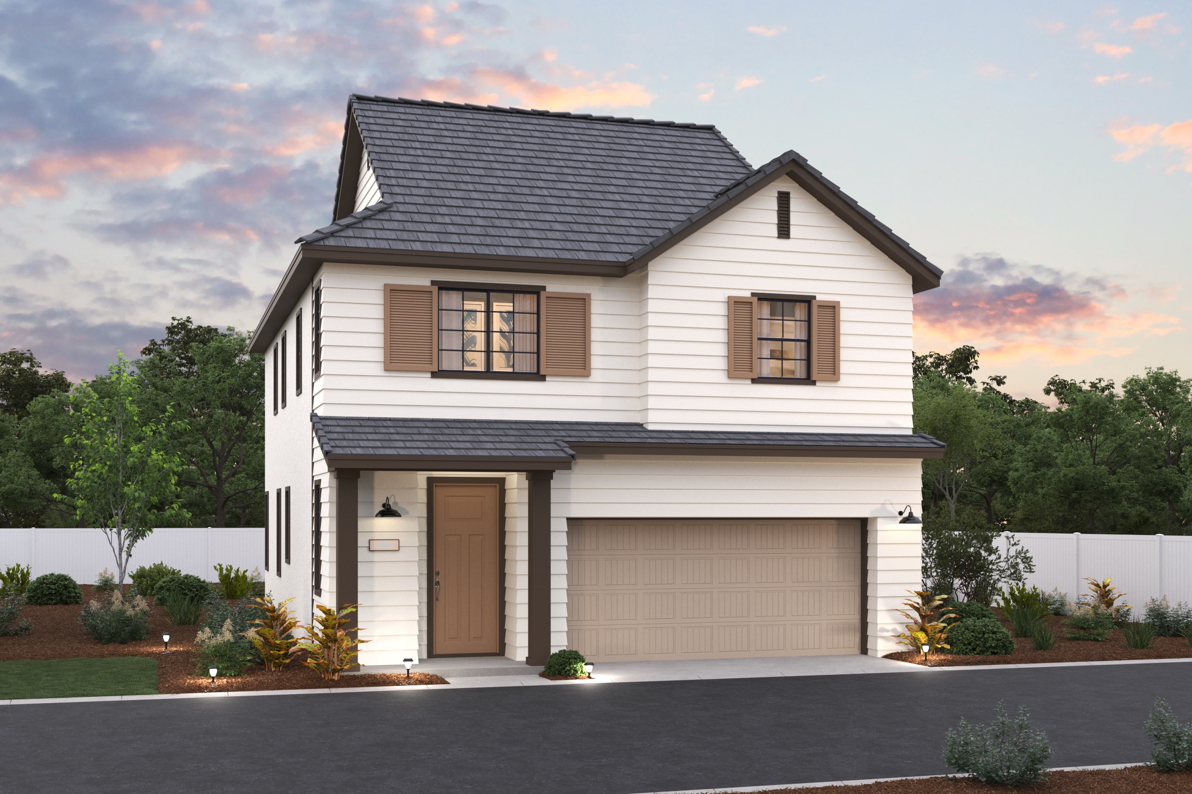 A house with a garage.