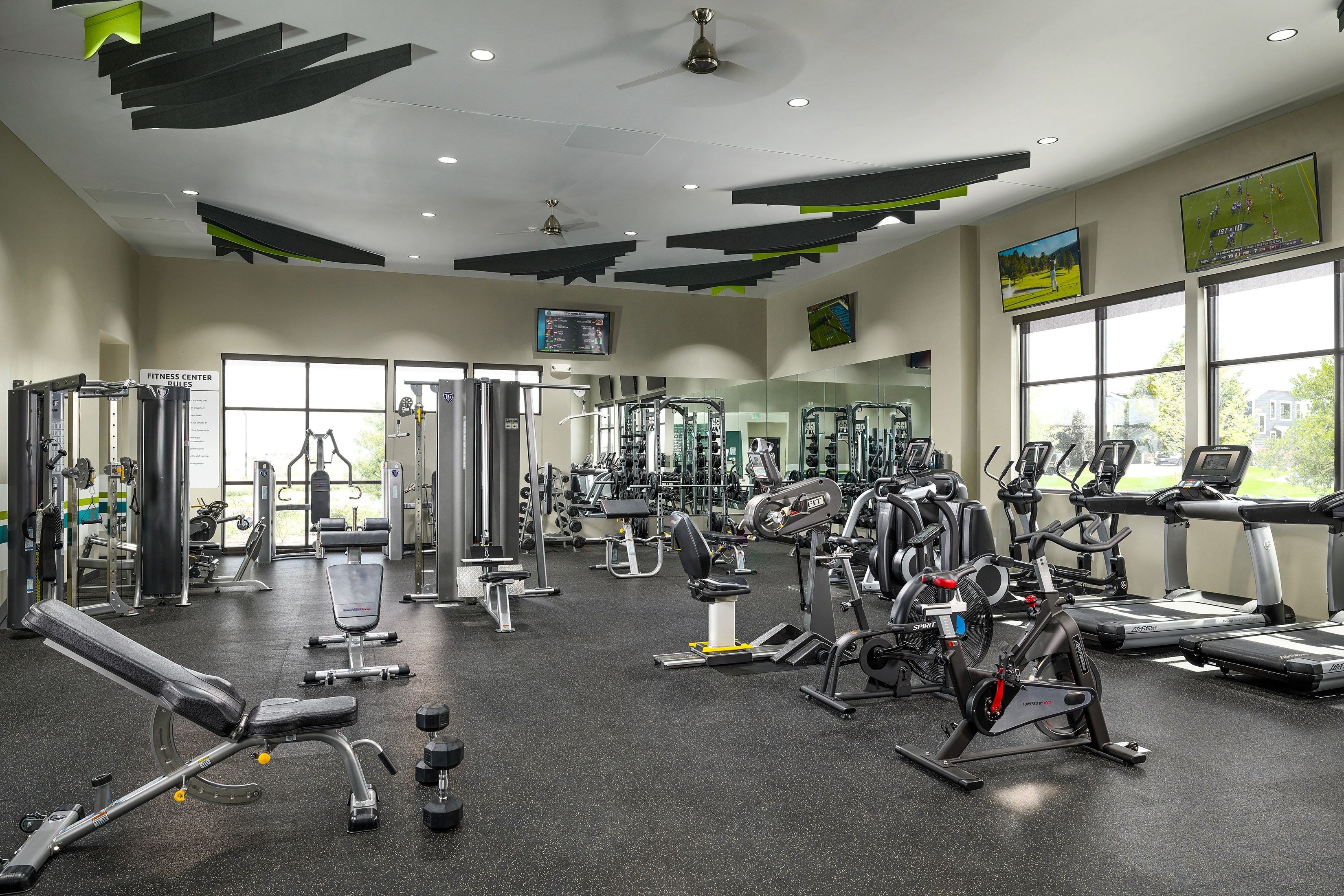 A room with exercise equipment.