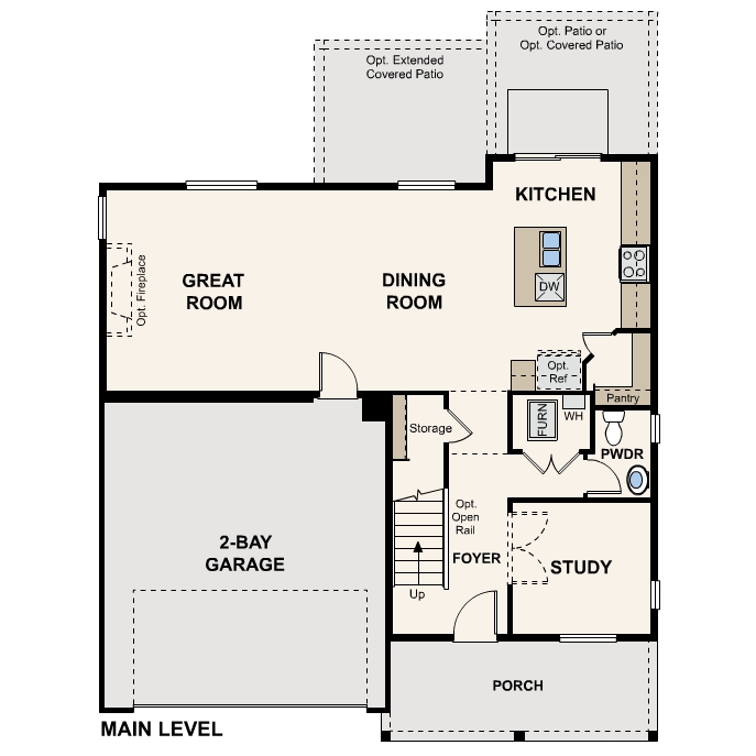 Diagram, engineering drawing. Ontario Floorplan, Main Level