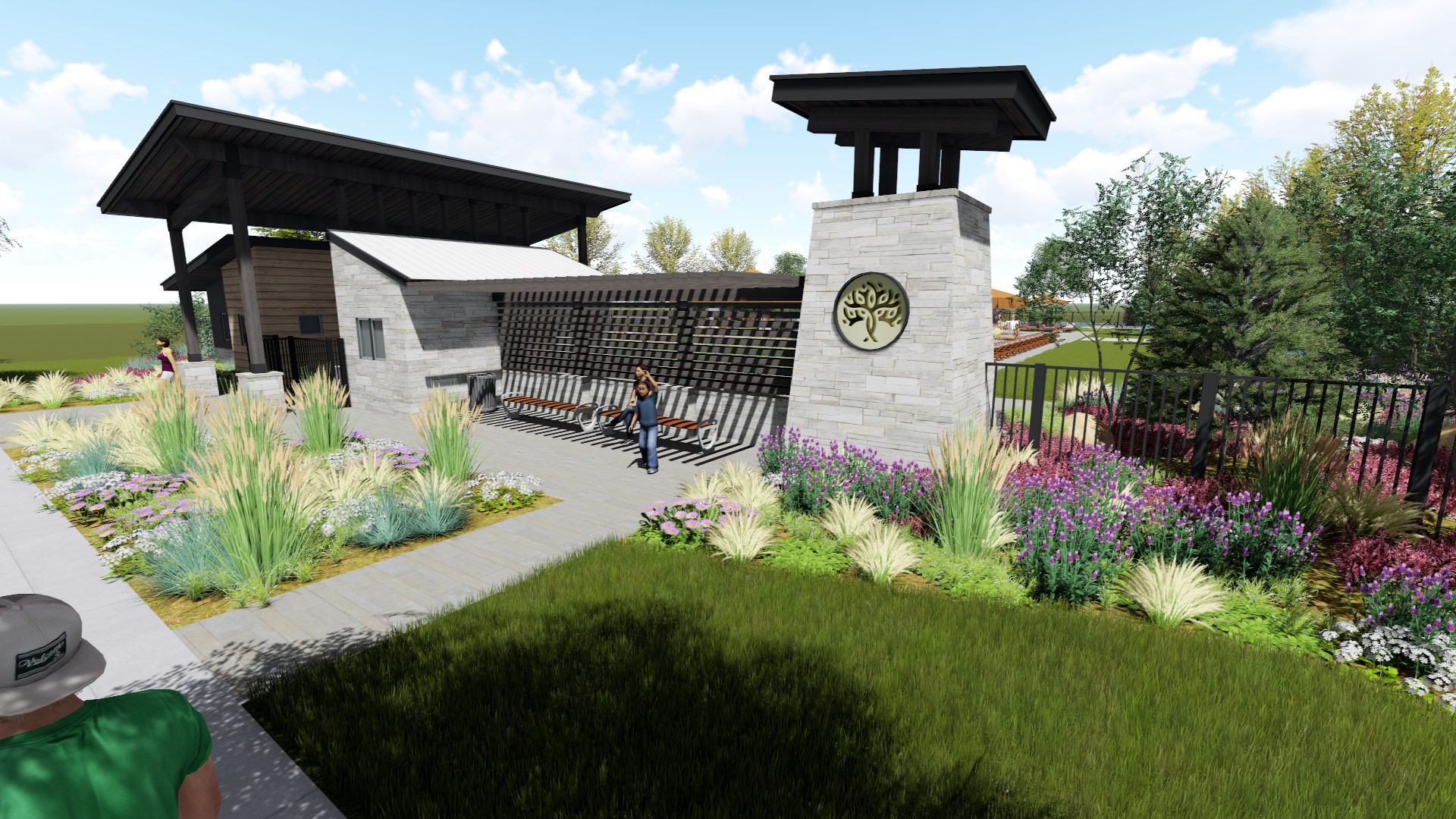 A person standing in a garden.