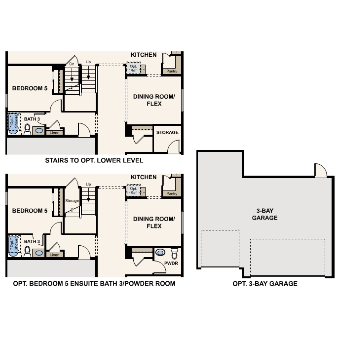 Diagram, engineering drawing. Tahoe Floorplan, Main Level Options