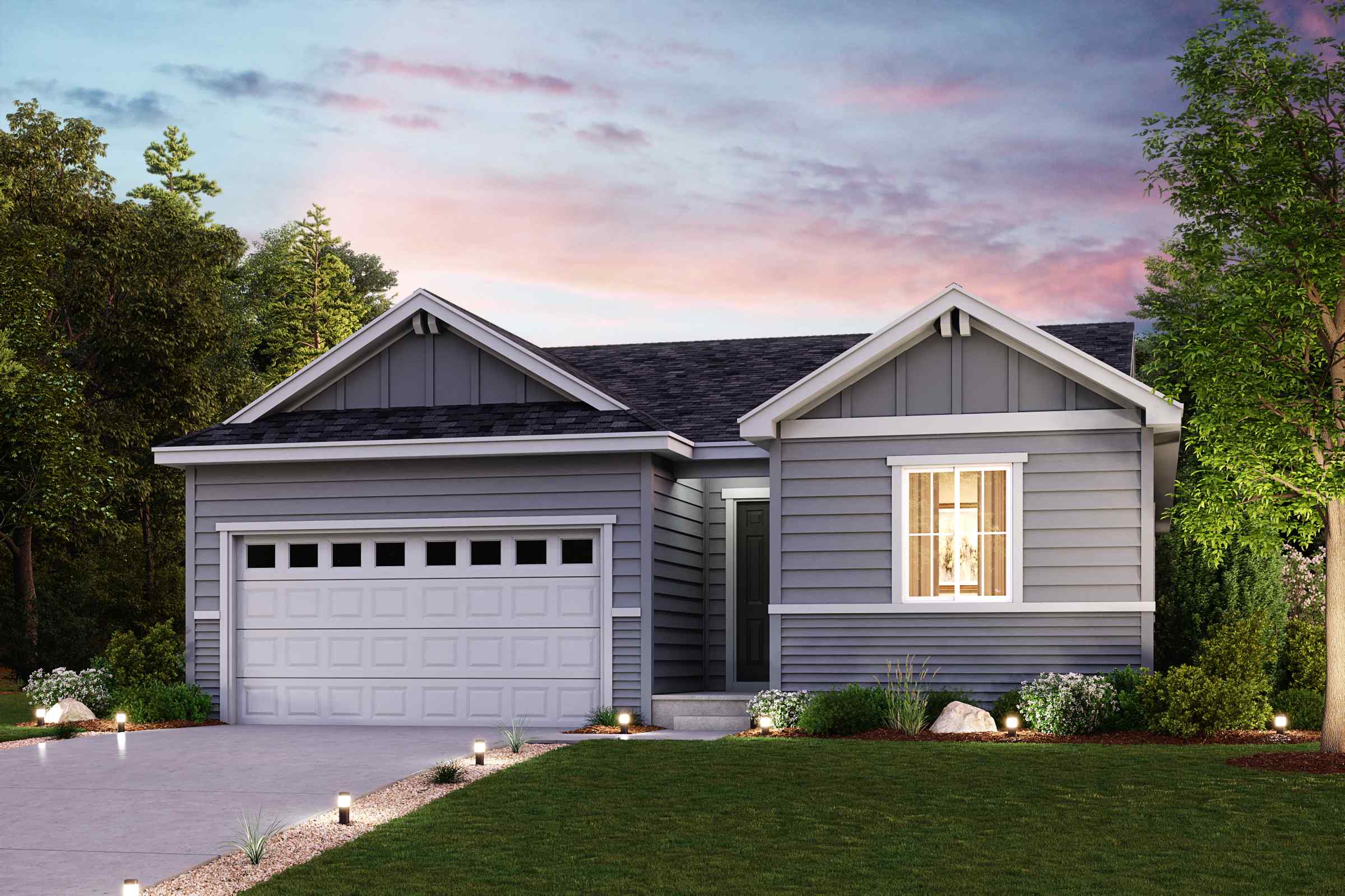 A house with a garage.