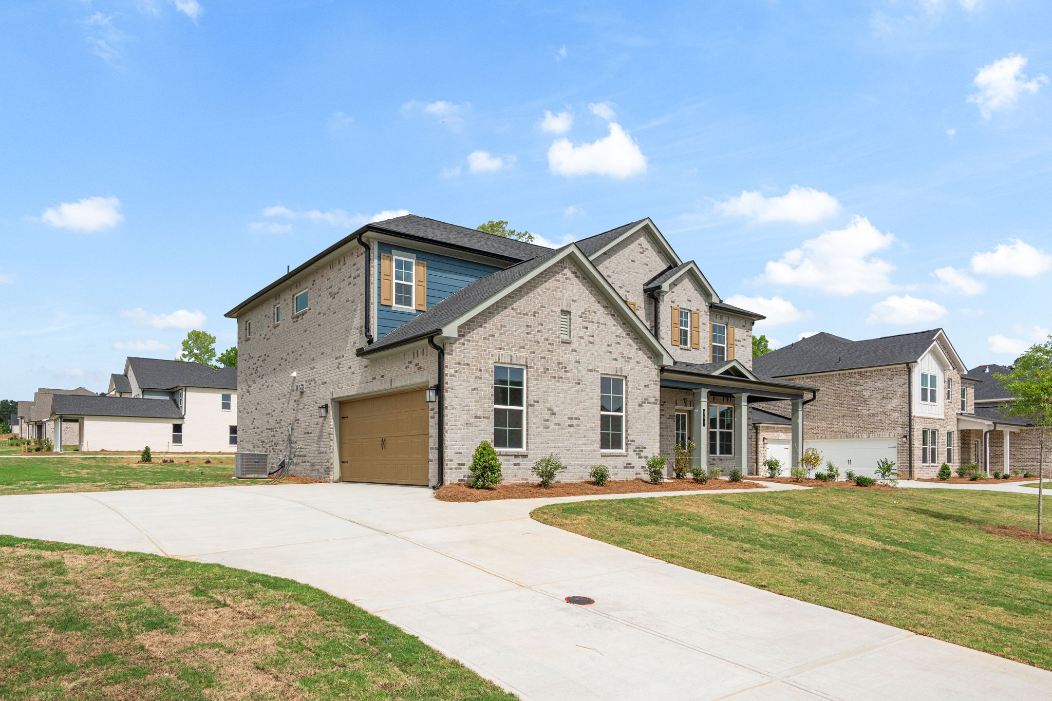 A house with a driveway.
