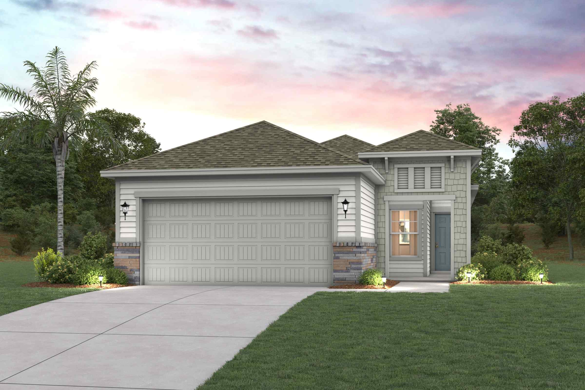 A house with a garage.