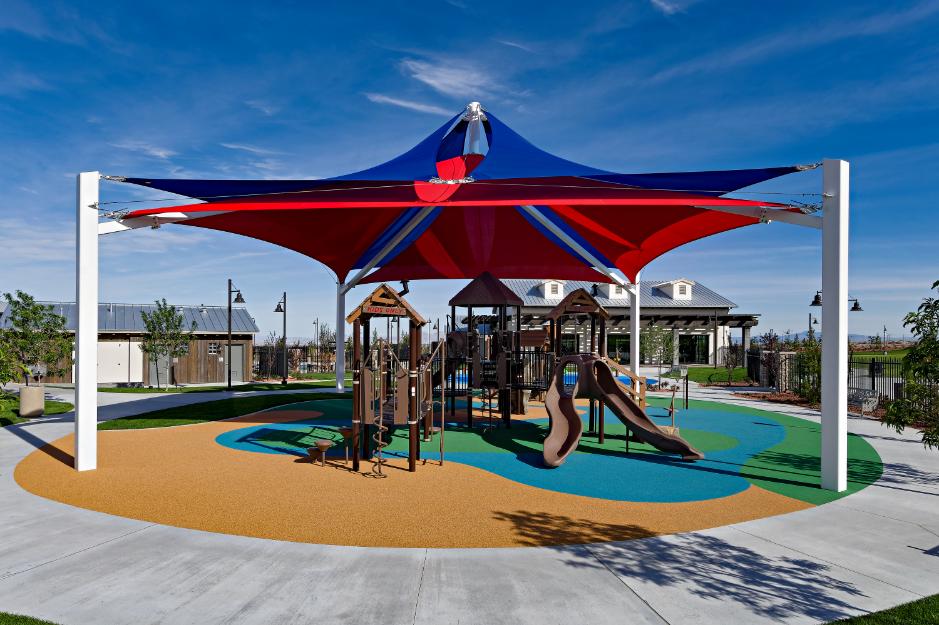 A playground with a slide.