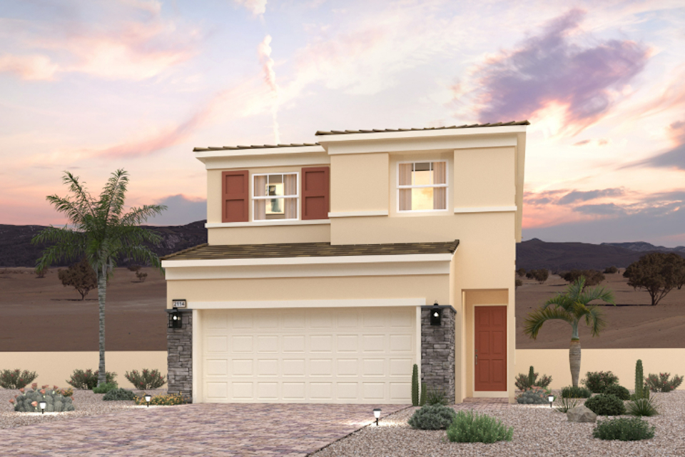 A house with a large driveway.