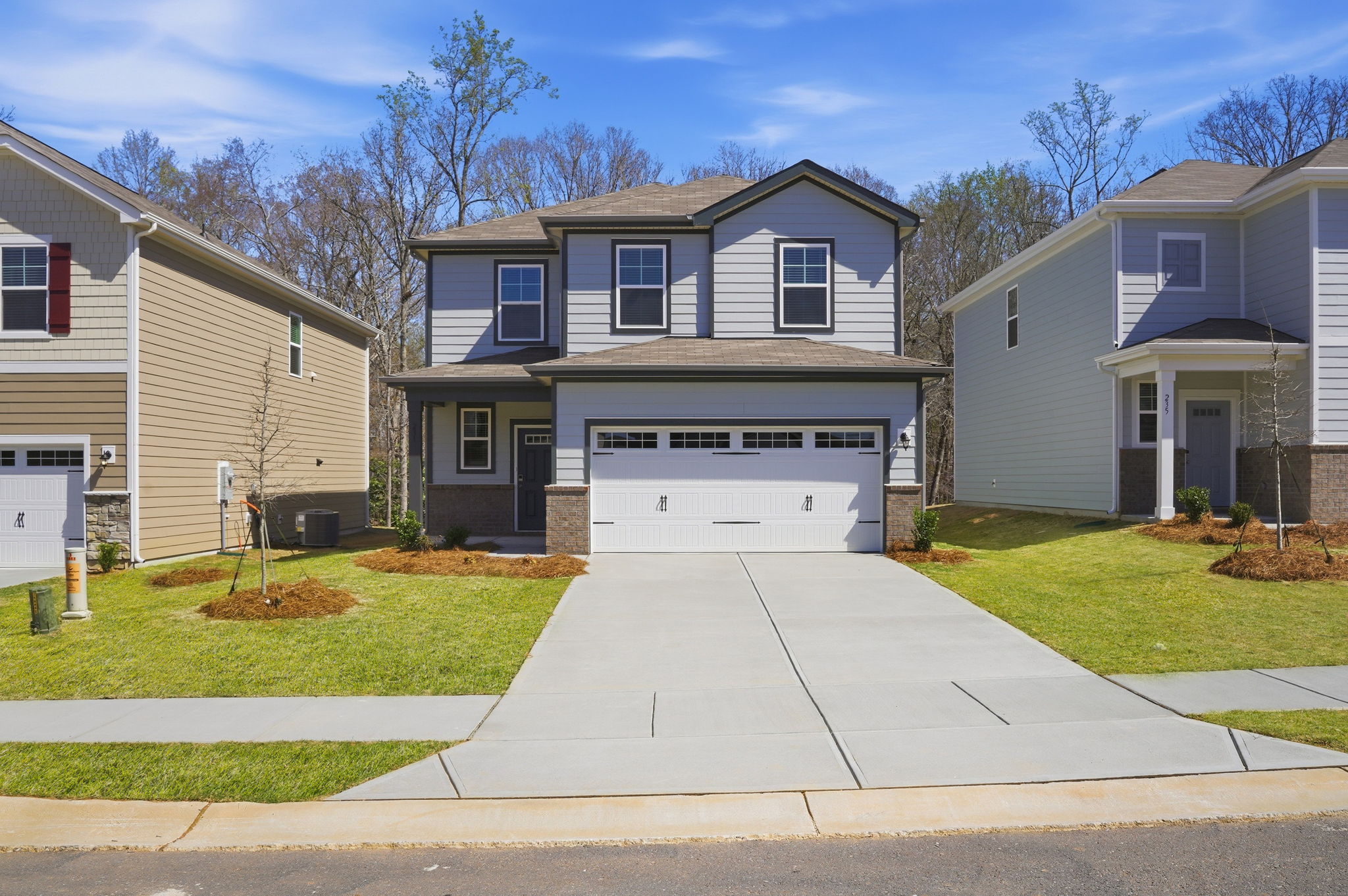 A house with a garage.