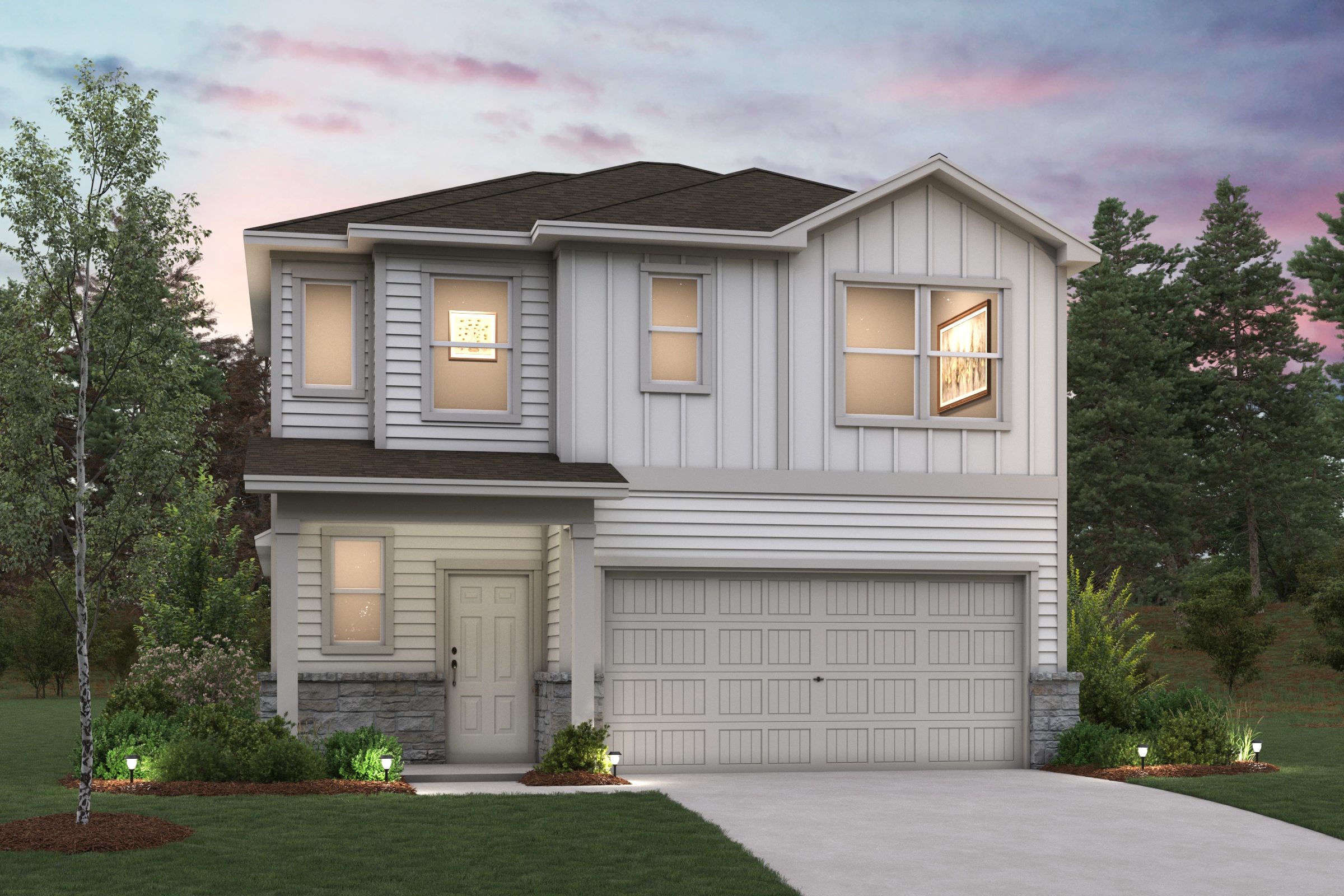 A house with a garage.