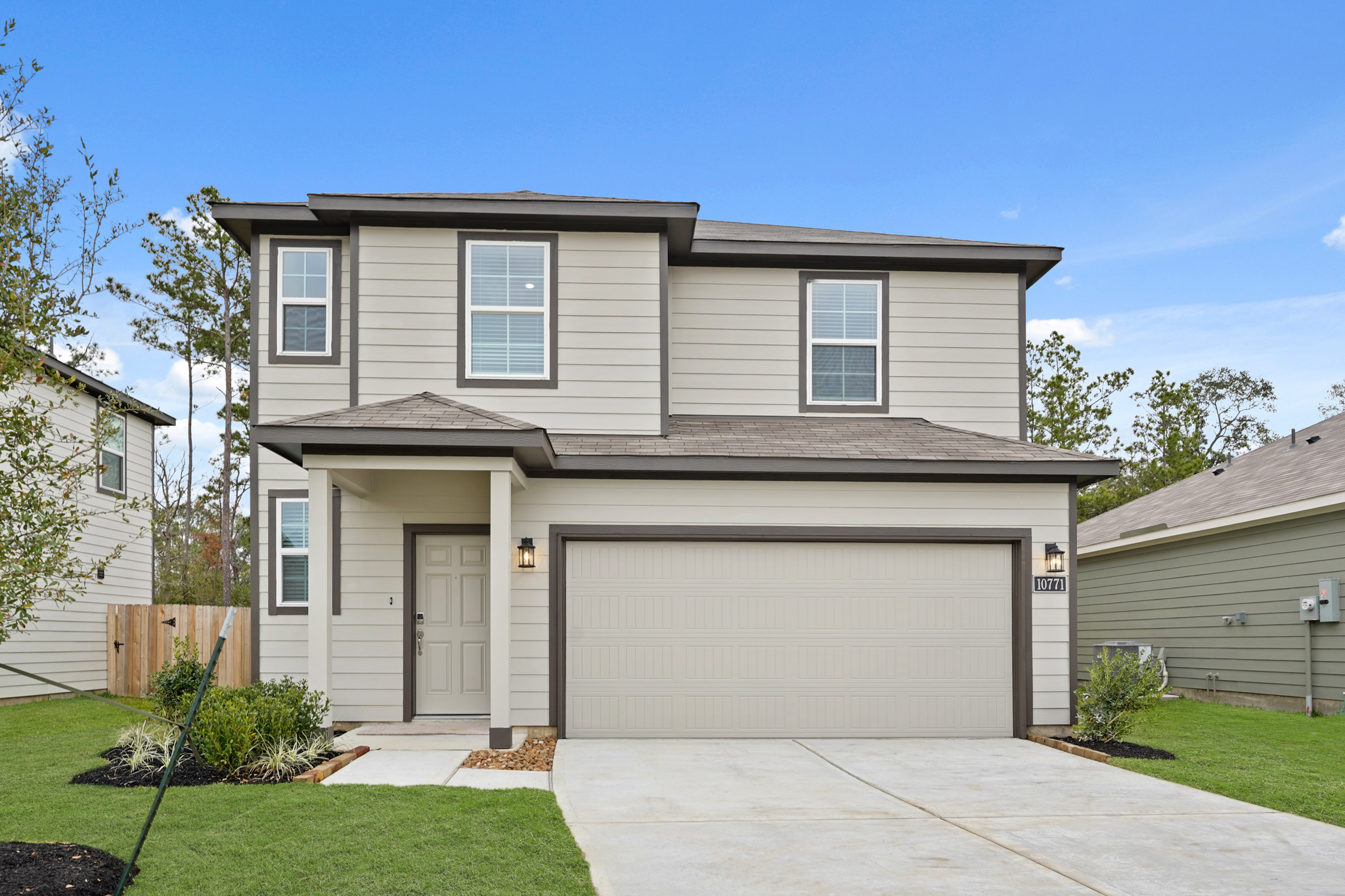 A house with a garage.