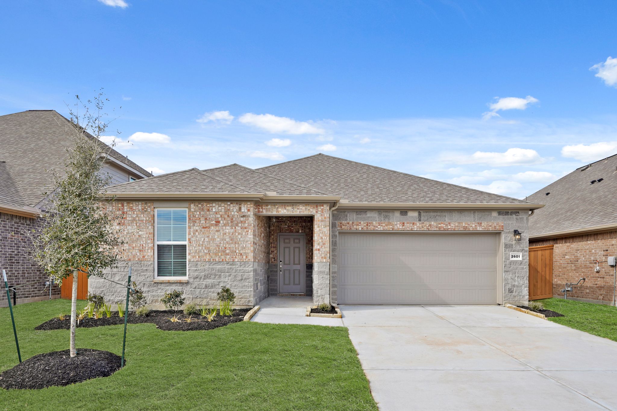 A house with a garage.