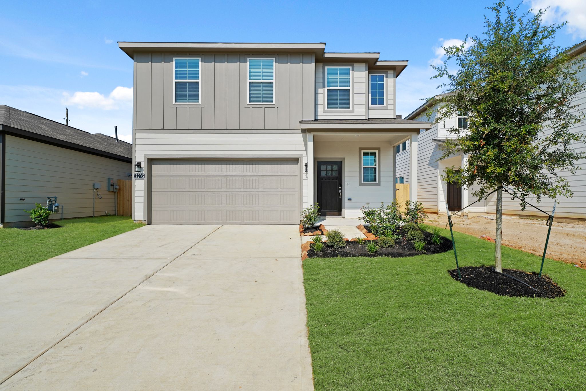 A house with a driveway.