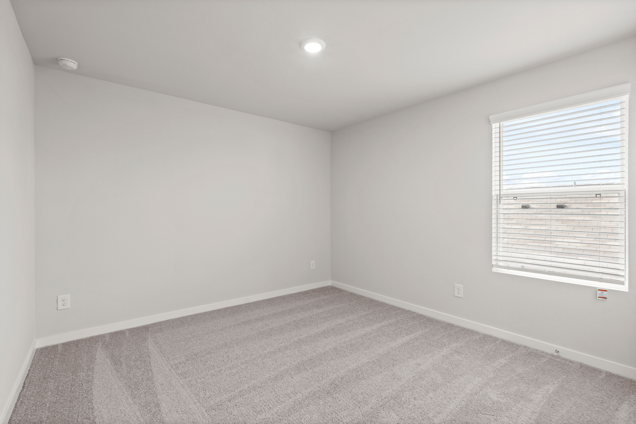 A room with a carpet and a window.