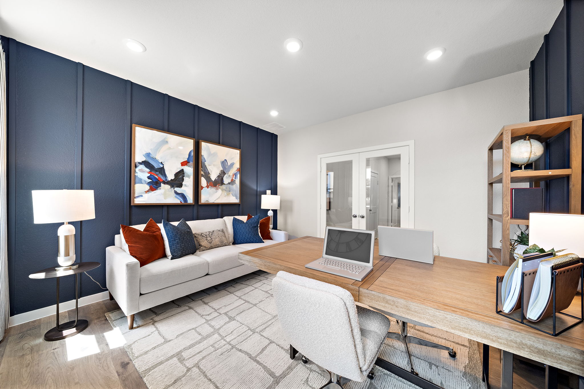 A modern looking living room.