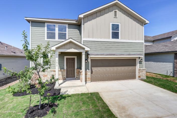 A house with a garage.