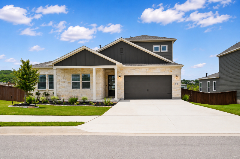 A house with a driveway.