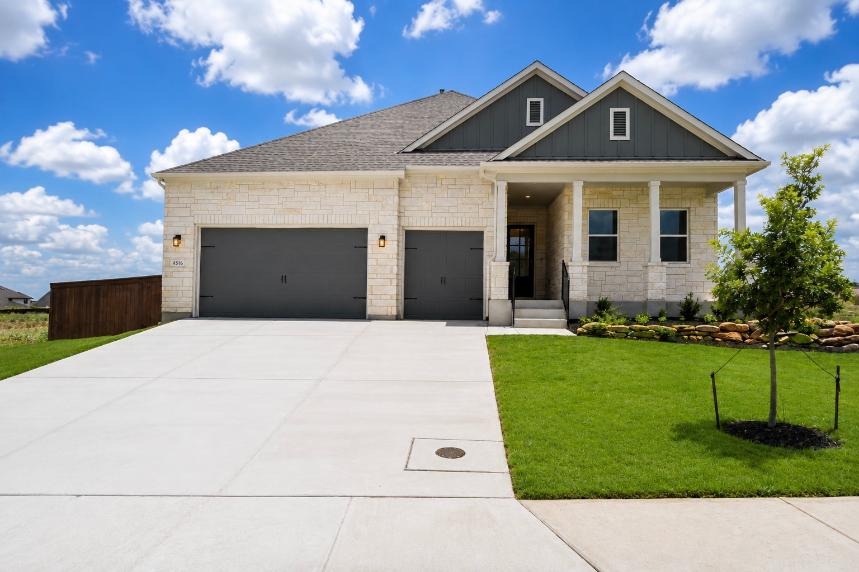 A house with a driveway.