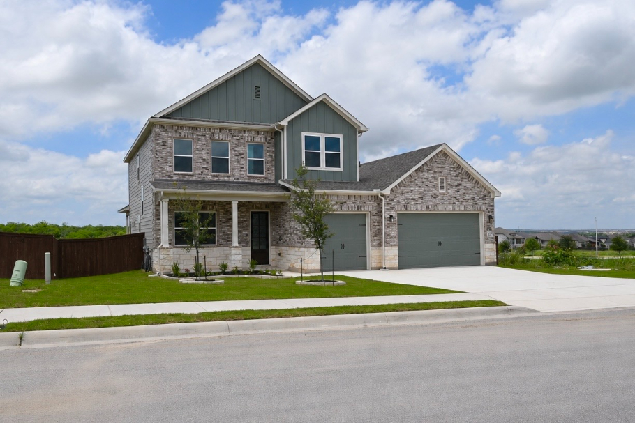 A house with a driveway.