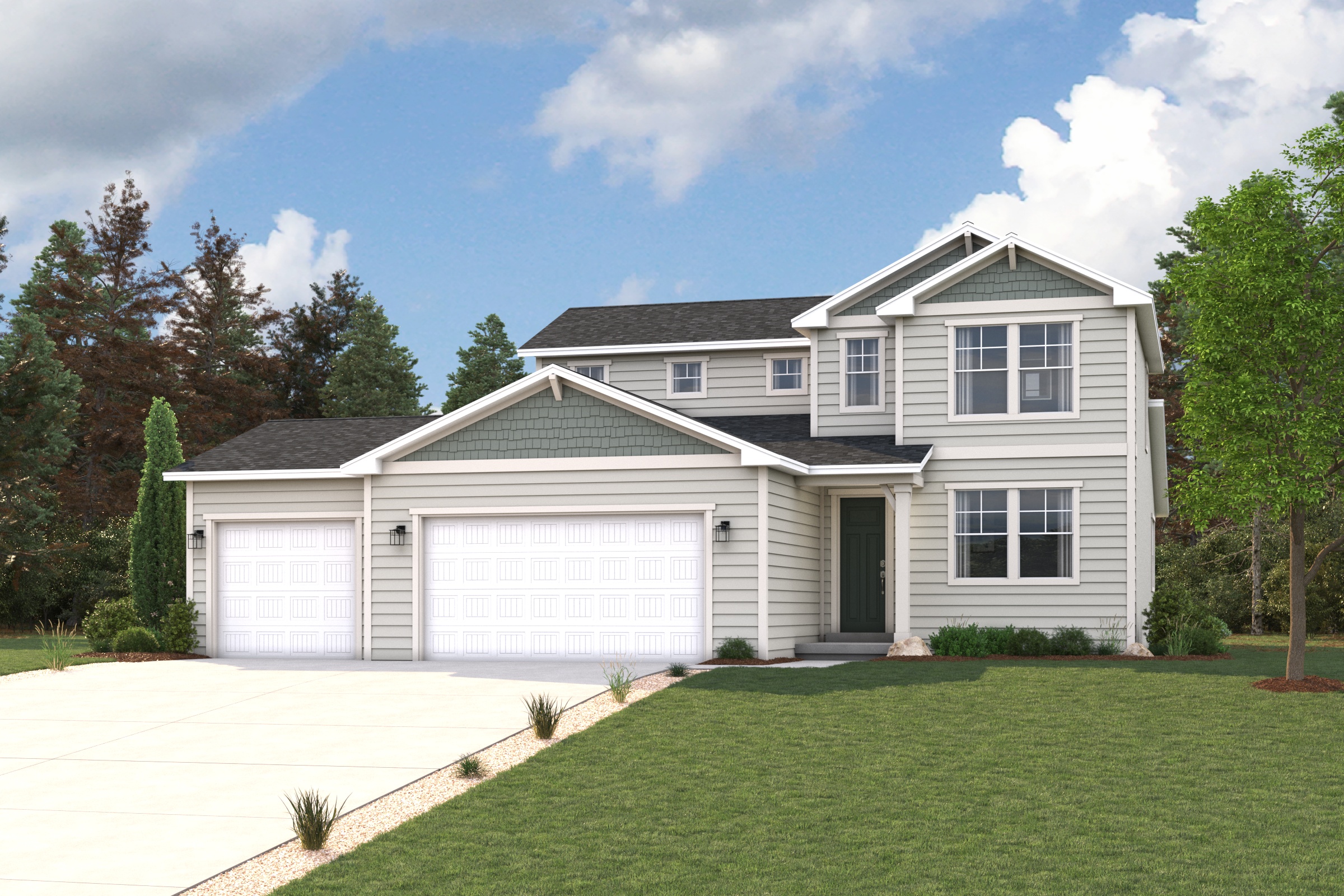 A house with a garage.