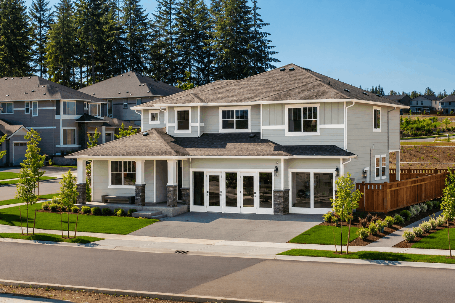 A large house with a driveway.