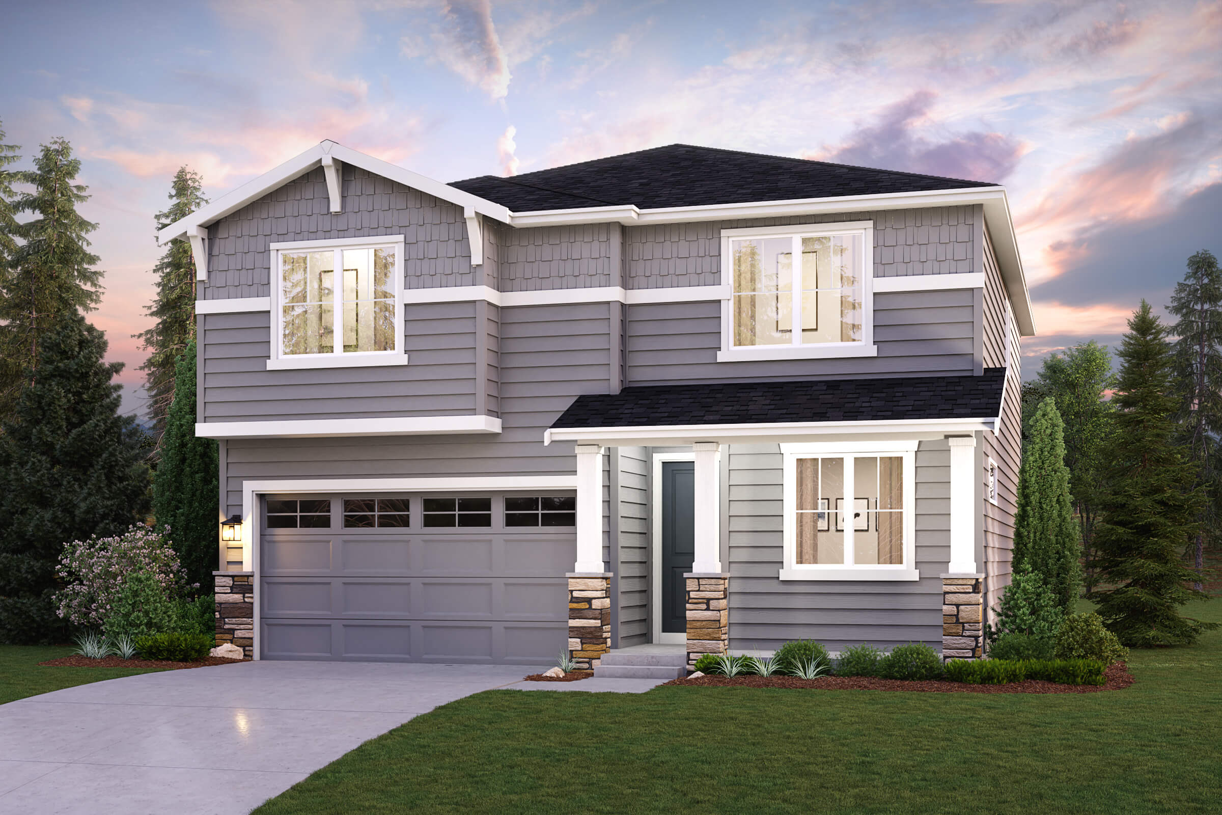 A house with a garage.