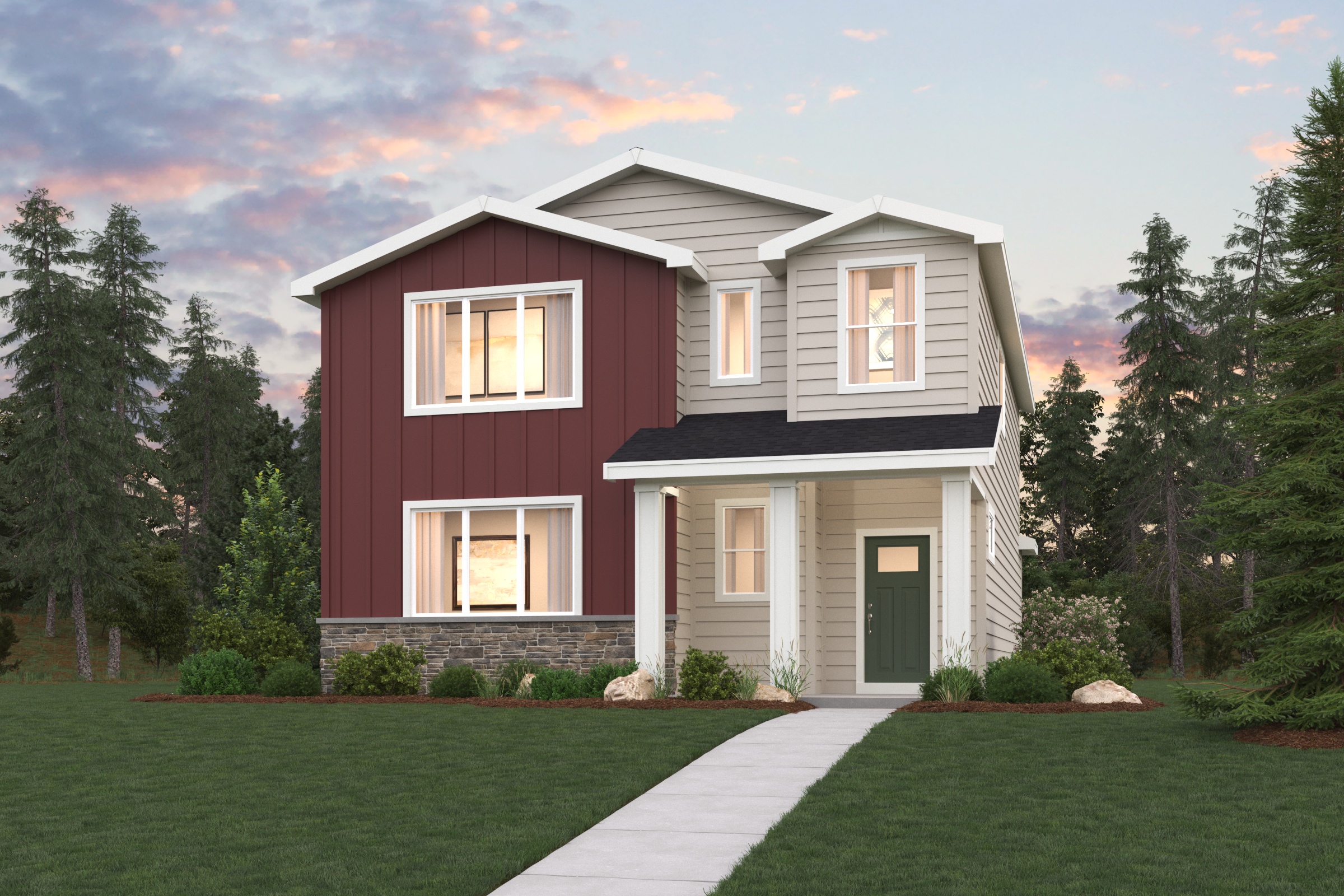 A house with a driveway.