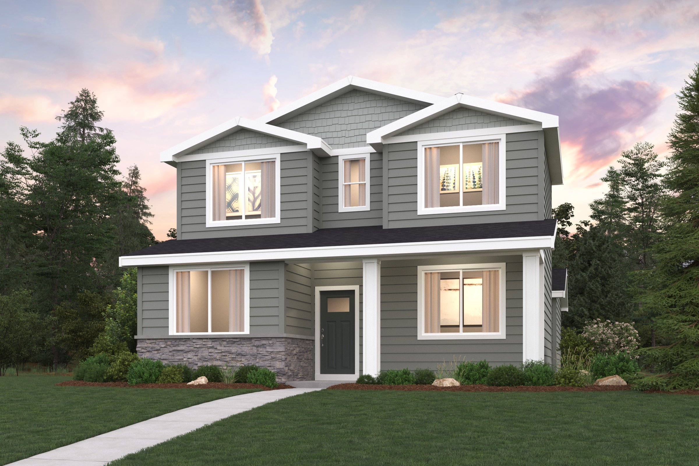 A house with a driveway.