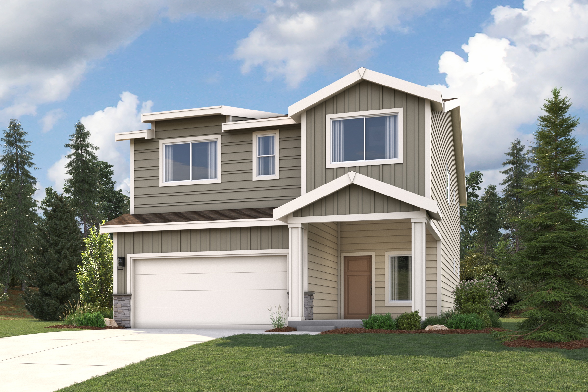 A house with a garage.