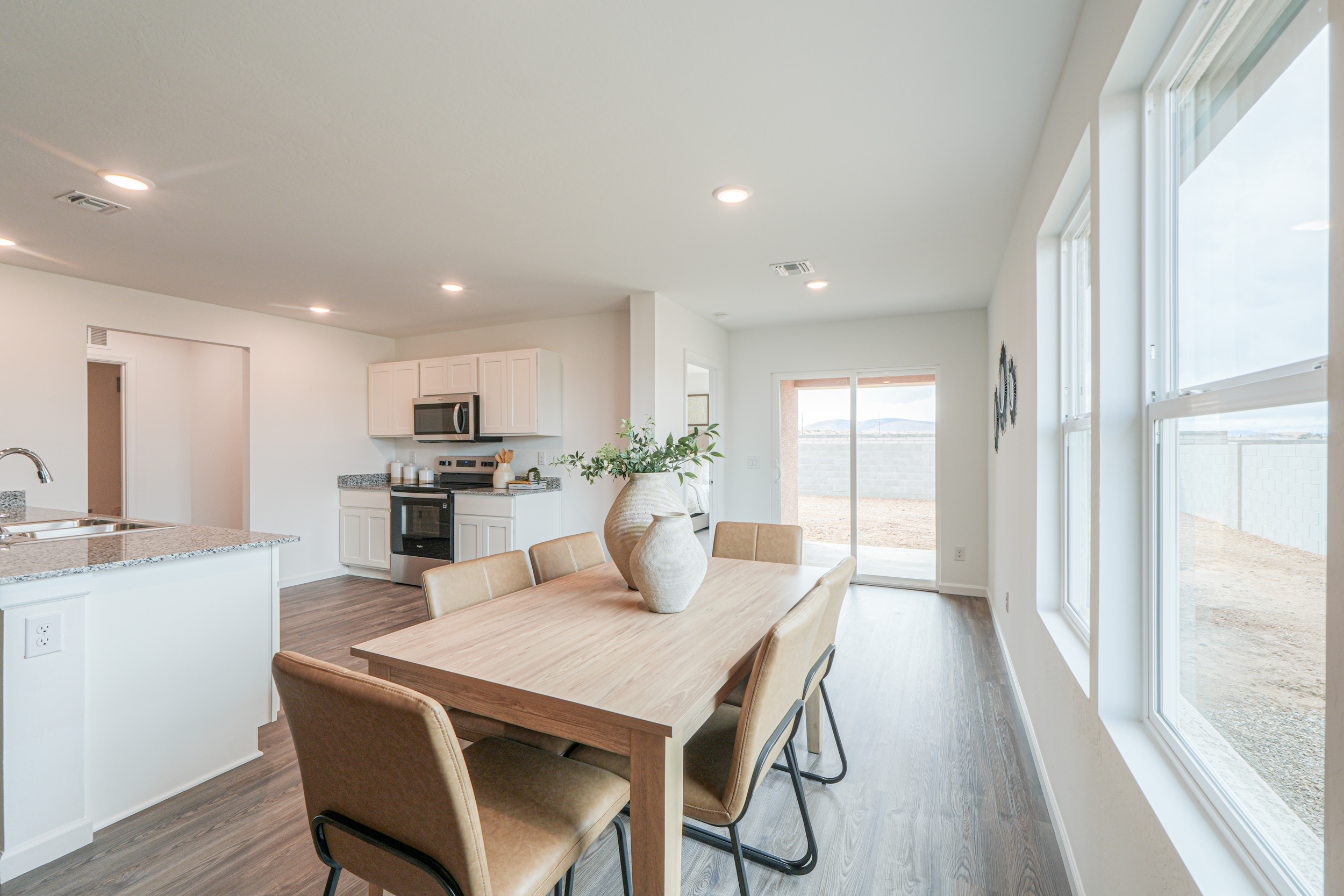 A kitchen and dining room area.