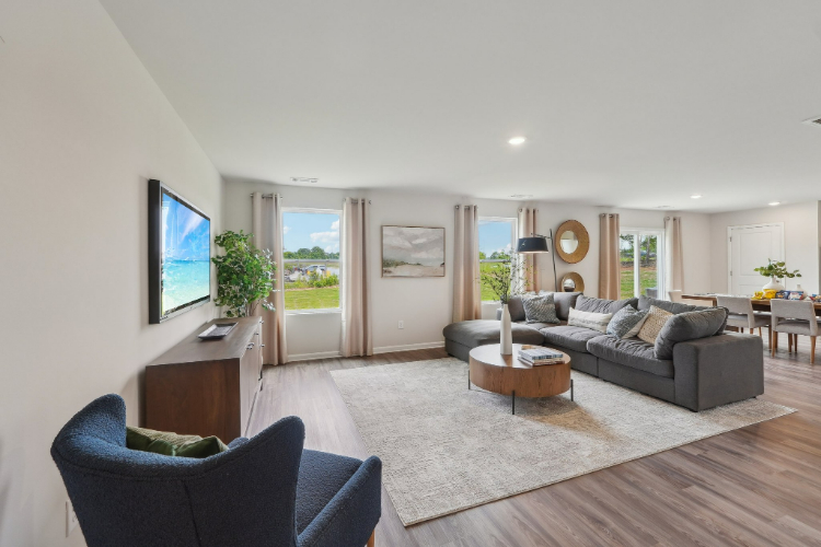 A living room with a tv and couches.