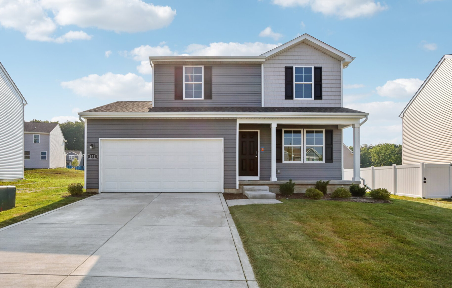 A house with a garage.